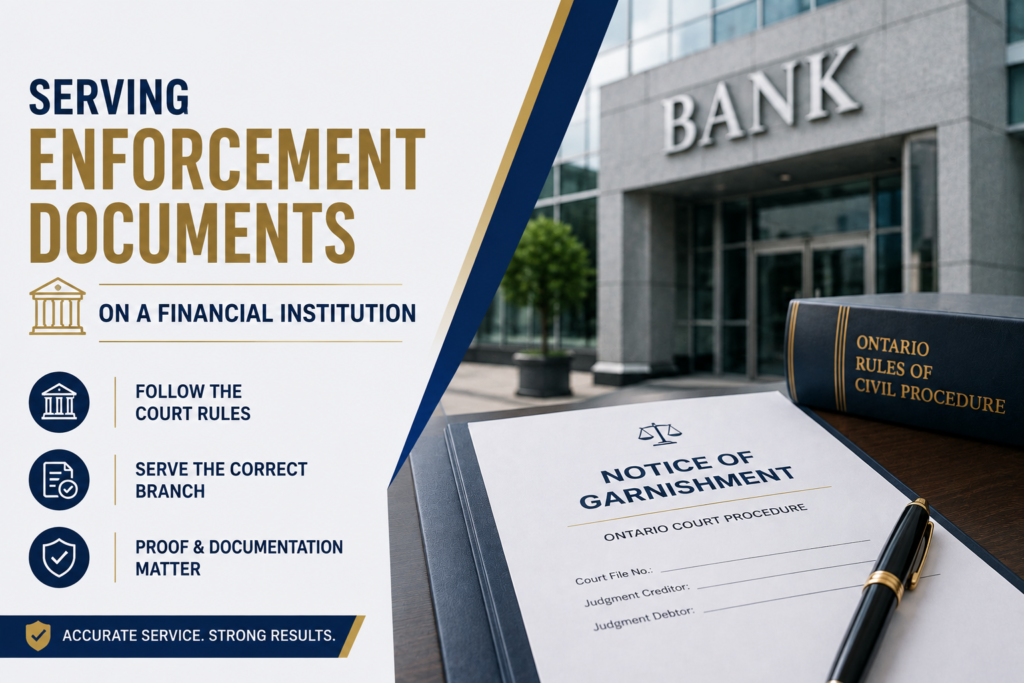 serve garnishment on a bank ontario