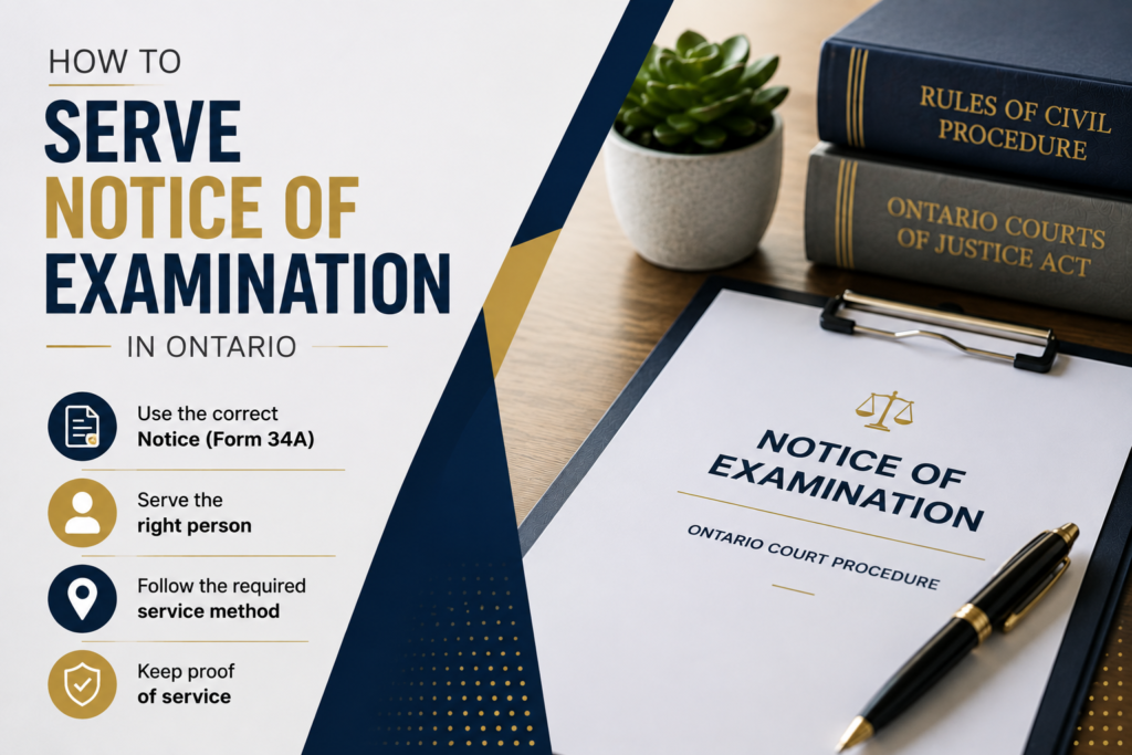 serve notice of examination ontario
